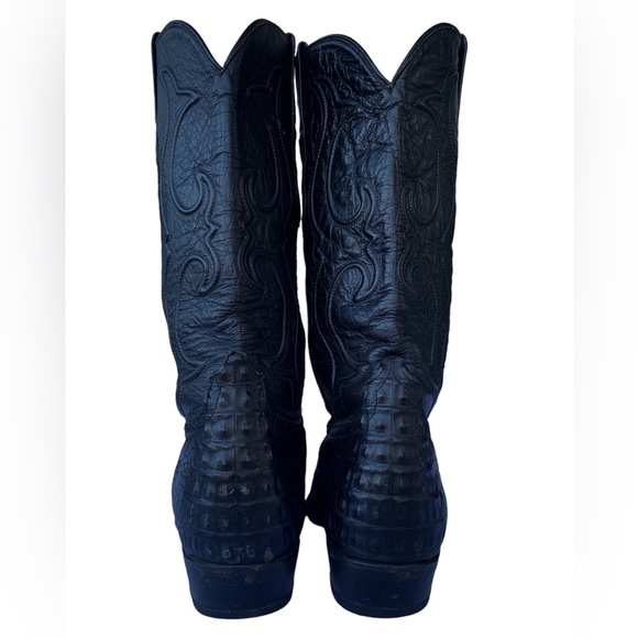 Los Altos Black Animal Textured Leather Cowboy Boots - Picture 9 of 10